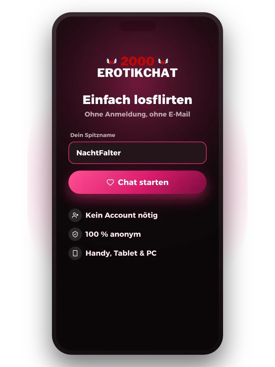 Erotikchat ohne Anmeldung: Spitzname eingeben und sofort starten
